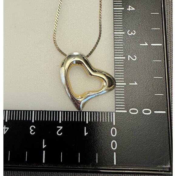 925 Solid Sterling Silver Heart Pendant Necklace Made In Italy 18" Herringbone - Picture 1 of 5